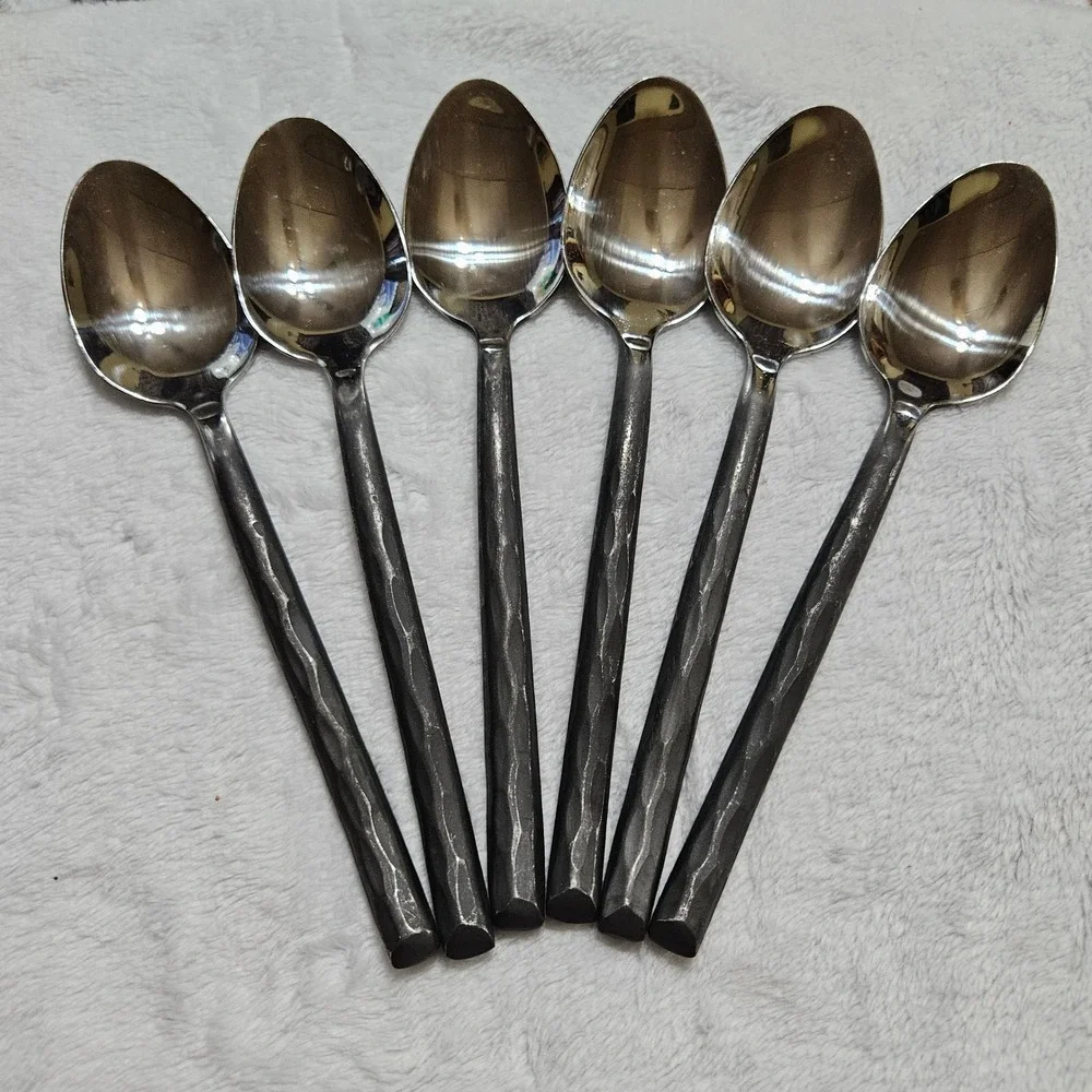 Pier 1 Imports Caldera PII16 Stainless Flatware Wavy Handle Spoons Set of 6